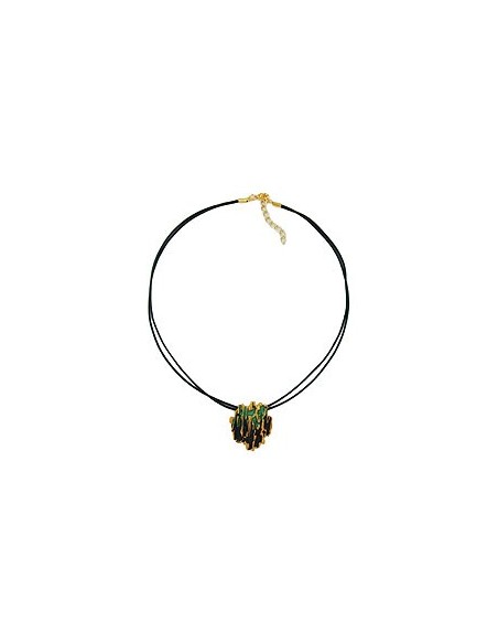 necklace tree bark design dark green/ gilded