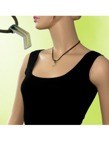 necklace boomerang pendant green marbled