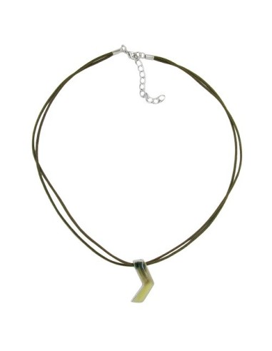 necklace boomerang pendant green marbled
