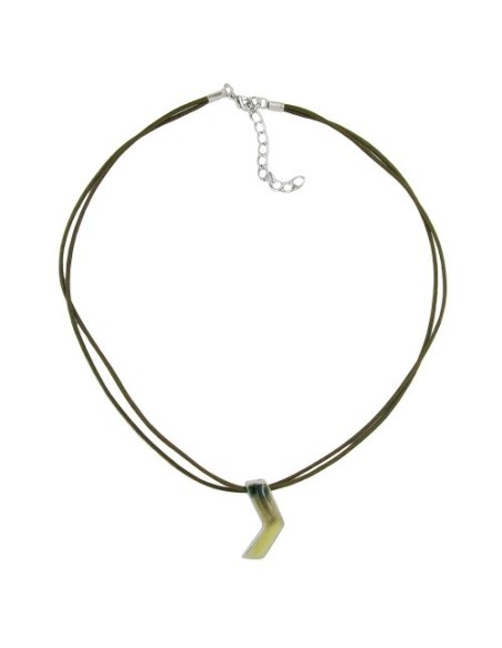 necklace boomerang pendant green marbled