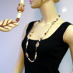 necklace leafs beige-brown 92cm