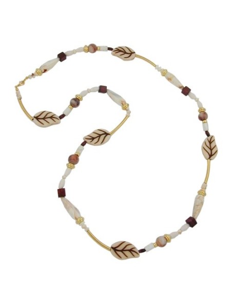 necklace leafs beige-brown 92cm