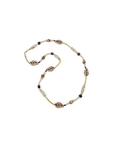 necklace leafs beige-brown 92cm