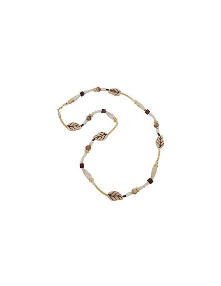 necklace leafs beige-brown 92cm