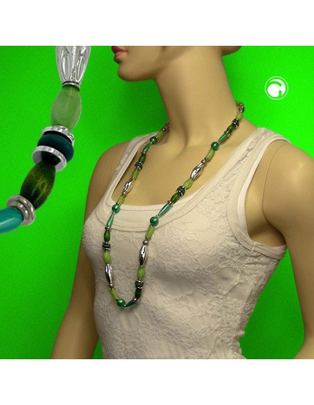 necklace beads mint-silk 90cm