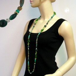 necklace beads silk-green-patina 120cm