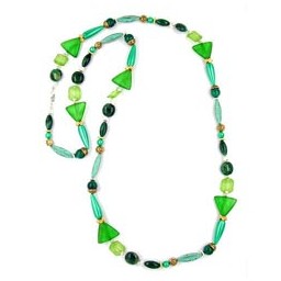 necklace beads silk-green-patina 120cm