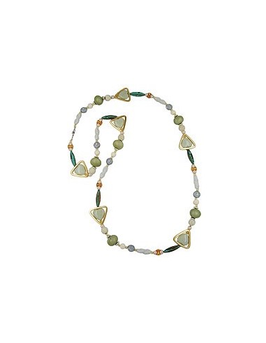 necklace beads green-patina-gold 110cm