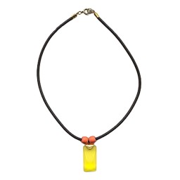 necklace yellow pendant orange/ matte polished