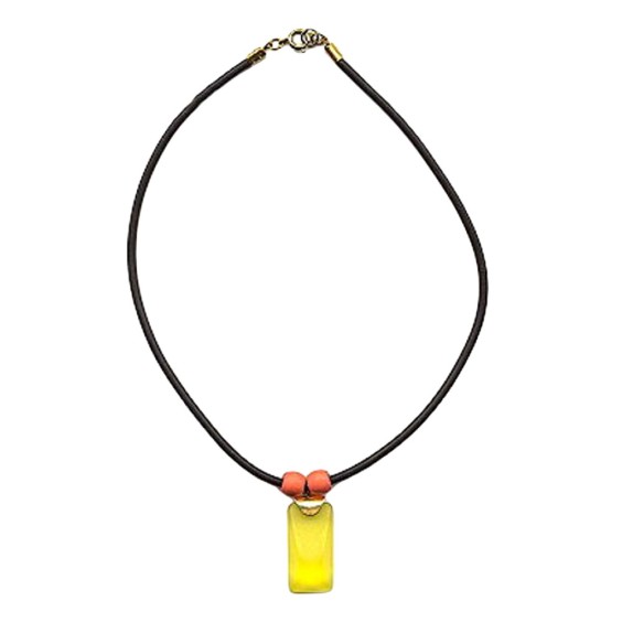 necklace yellow pendant orange/ matte polished