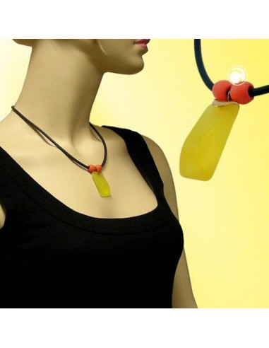 necklace yellow pendant orange/ matte polished