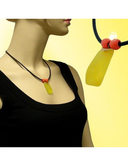 necklace yellow pendant orange/ matte polished