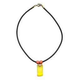 necklace yellow pendant orange/ matte polished