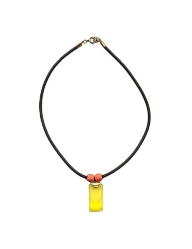 necklace yellow pendant orange/ matte polished