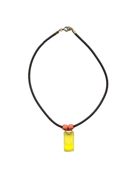 necklace yellow pendant orange/ matte polished