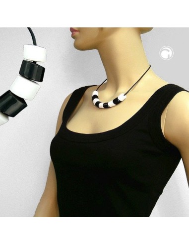 necklace tilt-pearl black-white 45cm