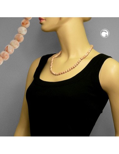 necklace beads 8mm beige marbled