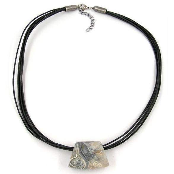 necklace trapezium beige-grey-marbled 50cm