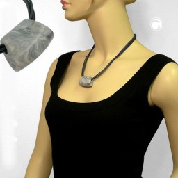 necklace trapezium beige-grey-marbled 50cm