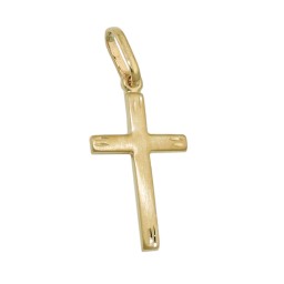 pendant 20x13mm cross matt with diamond cut 9k gold