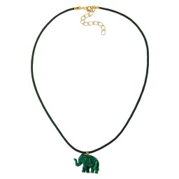 necklace elephant tiny dark green marbled