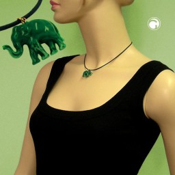 necklace elephant tiny dark green marbled