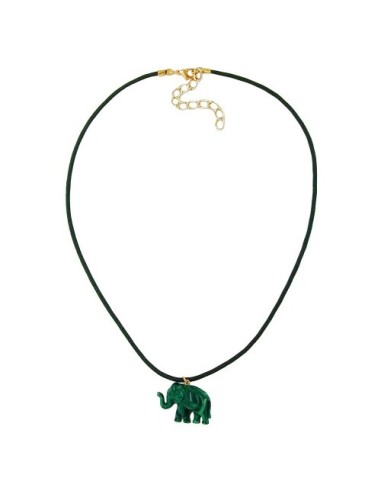 necklace elephant tiny dark green marbled