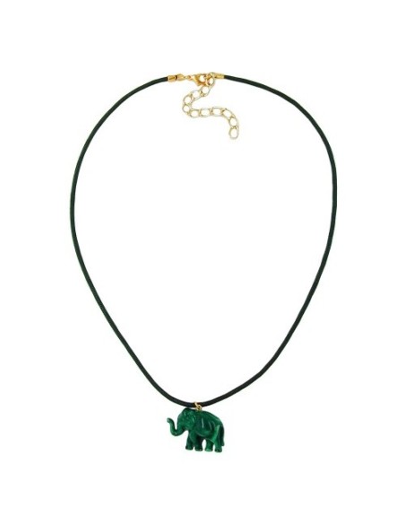 necklace elephant tiny dark green marbled