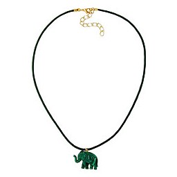 necklace elephant tiny dark green marbled