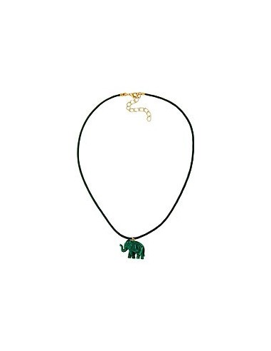 necklace elephant tiny dark green marbled