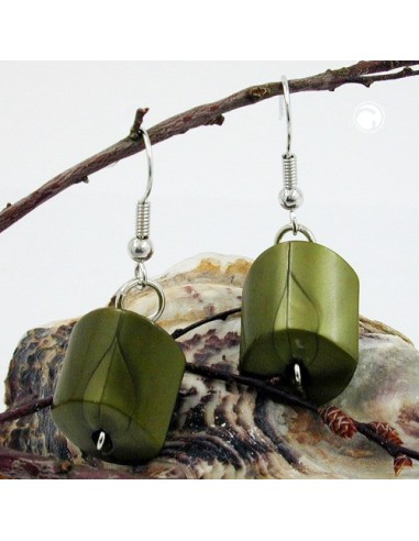 hook earrings slanted bead brown