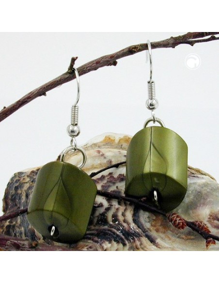 hook earrings slanted bead brown