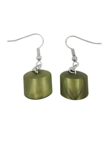 hook earrings slanted bead brown