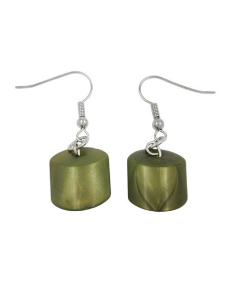 hook earrings slanted bead brown