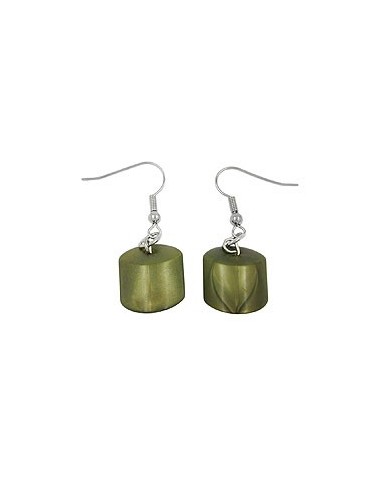 hook earrings slanted bead brown