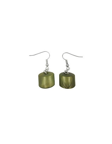 hook earrings slanted bead brown