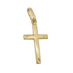 pendant 20x13mm cross matt with diamond cut 9k gold