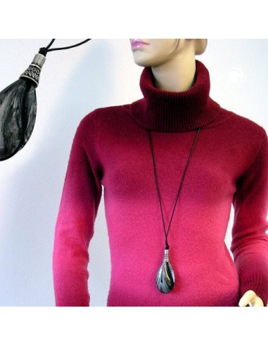 necklace drop shape black-silver-grey
