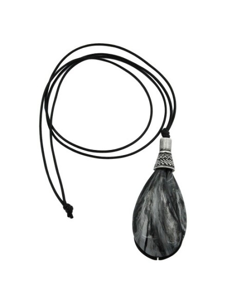 necklace drop shape black-silver-grey