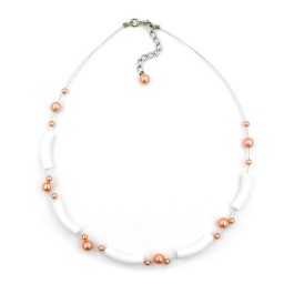 necklace beads white apricot