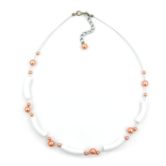 necklace beads white apricot