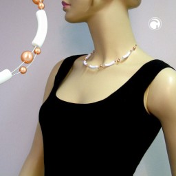 necklace beads white apricot