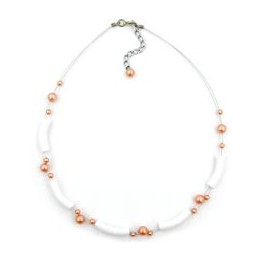 necklace beads white apricot