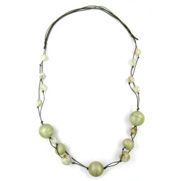 necklace beads olive-white 90cm