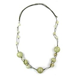 necklace beads olive-white 90cm