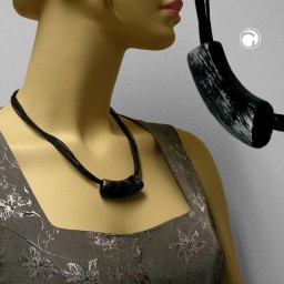 necklace tube flat black & silver 50cm