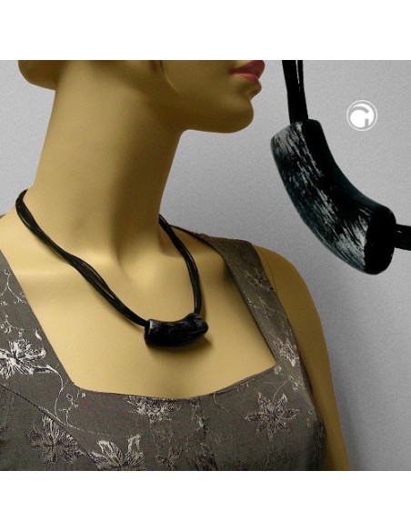 necklace tube flat black & silver 50cm