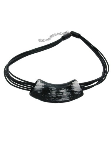 necklace tube flat black & silver 50cm