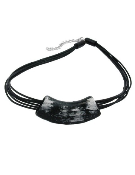 necklace tube flat black & silver 50cm
