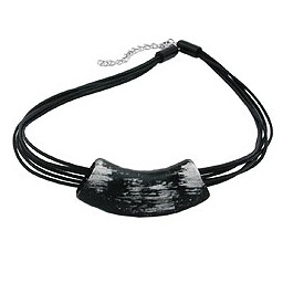 necklace tube flat black & silver 50cm